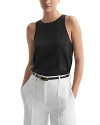 Reiss Womens Black Gene Contrasting Back-panel Stretch-silk Top In Black