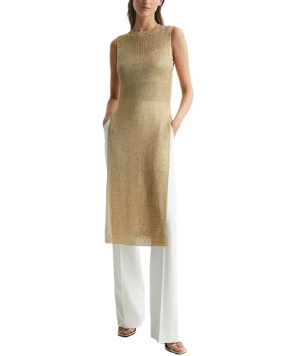 Reiss Genevieve Metallic Open Knit Tunic In Neutral