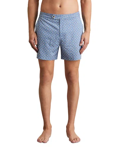 Reiss Geo Print Side Adjuster Swim Shorts In Blue