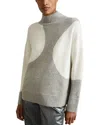 Reiss Womens Ivory/grey Georgia Roll-neck Recycled-polyester Knitted Jumper In Ivory/grey