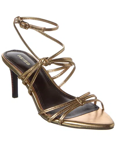 Reiss Georgina Leather Heeled Sandal In Silver