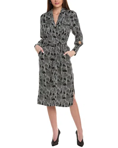 Reiss Georgina Mono Swirl Print Dress In White