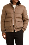 Reiss Mens Light Brown Gerald Quilted Wool-blend Jacket In Brown