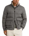 Reiss Grey Faux-fur Collar Quilted Puffer Jacket In Gray