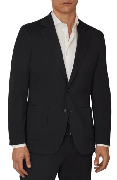 Reiss Gerrard Regular Fit Textured Jersey Knit Blazer In Black