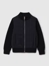 Reiss Navy Trainer 9-14 Yrs Hybrid Zip Through Quilted Jacket