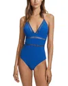 Reiss Gia Halter Neck Swimsuit In Blue