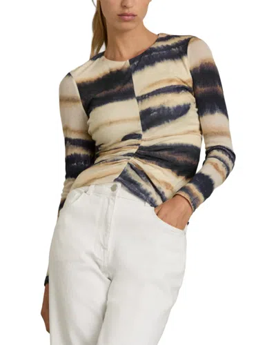 Reiss Gia Printed Jersey Wool-blend Top In Multi