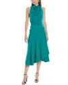 Reiss Giana High Neck Draped Midi Dress In Green