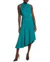 Reiss Giana High Neck Draped Midi Dress In Green