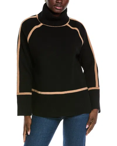 Reiss Gianna Geometric Roll Neck Wool Sweater In Black