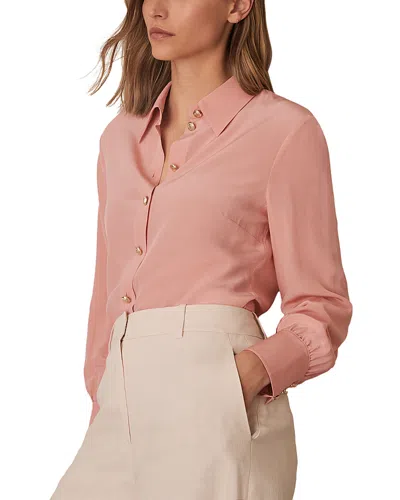 Reiss Gianna Silk Shirt In Pink