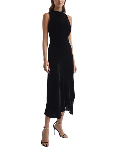Reiss Giannon Silk-blend Velvet Midi Dress In Black