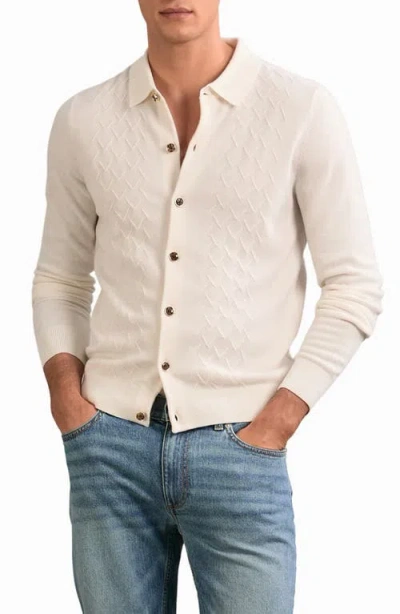 REISS REISS GIDEON COLLARED DIAMOND TEXTURE WOOL CARDIGAN