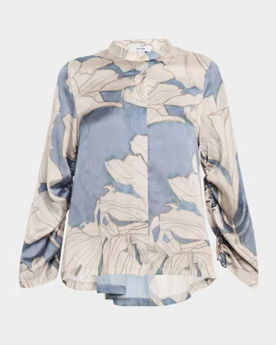Reiss Gigi Cutout Floral-print Satin Shirt