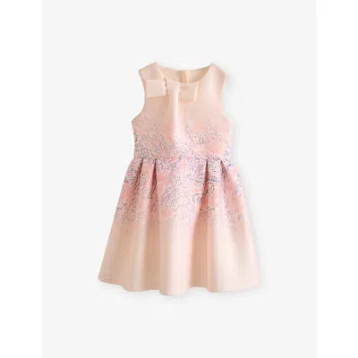 Reiss Kids' Pink Print Gina Floral-print Scuba Dress 3-9