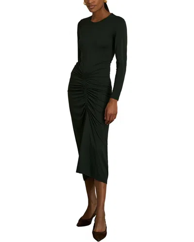 Reiss Ginny Plain Ruched Jersey Midi Dress In Green