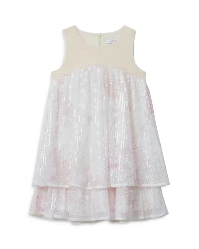 Reiss Girls' Daisy Layered Sequined Linen Dress - Big Kid In Pink