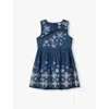 REISS PENNY FLOWER-EMBROIDERED SLEEVELESS DENIM DRESS 4-14 Y