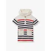 REISS ECRU STRIPED HOODED COTTON-BLEND JERSEY D