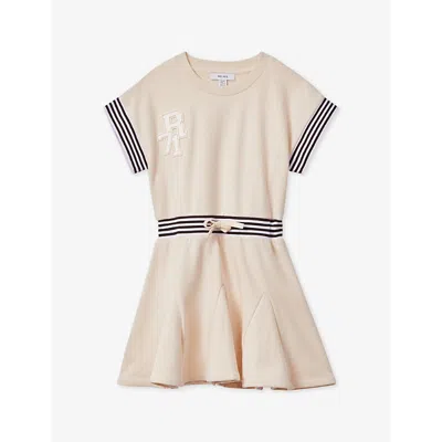 Reiss Girls Ivory Kids Milo Rubberised-motif Cotton-jersey Dress 9-14 Years