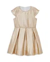 Reiss Girls' Nia Metallic Pleated Cap Sleeve Dress - Little Kid In Gold