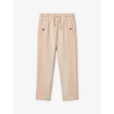 Reiss Kids' Ivy Elasticated-waist Tapered-leg Cotton-jersey Jogging Bottoms 4-14 Years In Pink