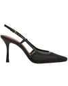 Reiss Black Leather Mesh Slingback Heels In Black