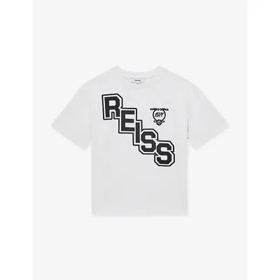 Reiss Kids' Glen Branded Cotton-jersey T-shirt 13-14 Years White Navy