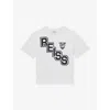 Reiss White/navy 9-13 Yrs Cotton Oversized Logo T-shirt In Multi