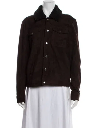 Pre-owned Reiss Goat Leather Jacket In Brown