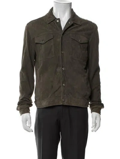Pre-owned Reiss Goat Leather Jacket W/ Tags In Green