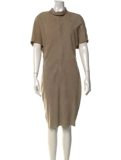 Pre-owned Reiss Goat Leather Knee-length Dress In Neutrals