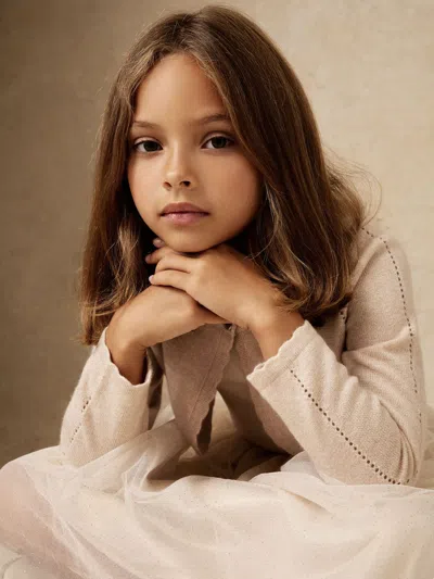 Reiss Gold Abi 9-13 Yrs Wool-blend Metallic Bolero Cardigan In Neutral