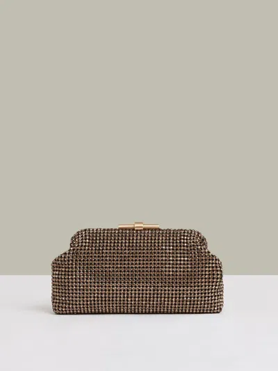 Reiss Gold Embellished Clutch Bag