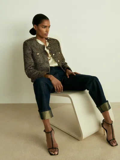 Reiss Gold Lamé-tweed Jacket