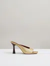 Reiss Womens Gold Justine Metallic Leather Heeled Mules In Gold