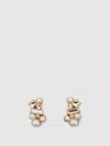 Reiss Gold Mae Tone Faux-pearl And Crystal Stud Earrings In Gold