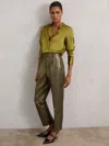 Reiss Gold Petite Tapered Metallic Suit Trousers With Cotton