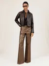 Reiss Gold Sienna Flare Petite Sparkle Patch-pocket Flared Trousers In Brown