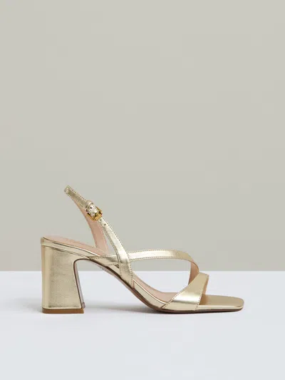 Reiss Gold Strappy Leather Heeled Sandals