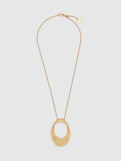 Reiss Gold Tone Bridget Brushed Loop Pendant Necklace