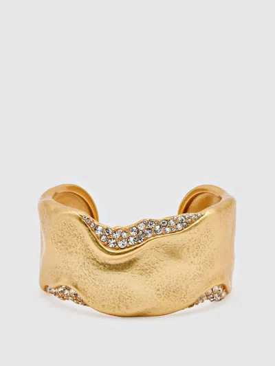 Reiss Gold Tone Farah Crystal-detail Molten Cuff