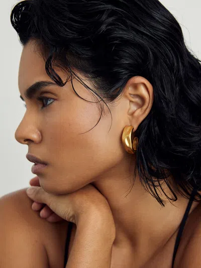 Reiss Gold Tone Halle Sculpted Hoop Earrings