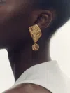Reiss Gold Tone Molten Large Drop Earrings In Gold