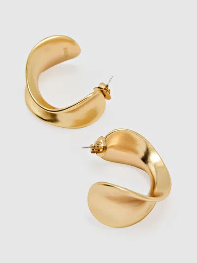 Reiss Gold Tone Savanna Sculptural Curve Hoop Earrings