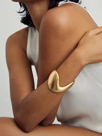 Reiss Gold Tone Selena Sculpted Wave Cuff In Brown