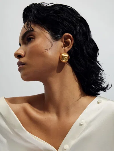 Reiss Gold Tone Tiara Contoured Ball Earrings