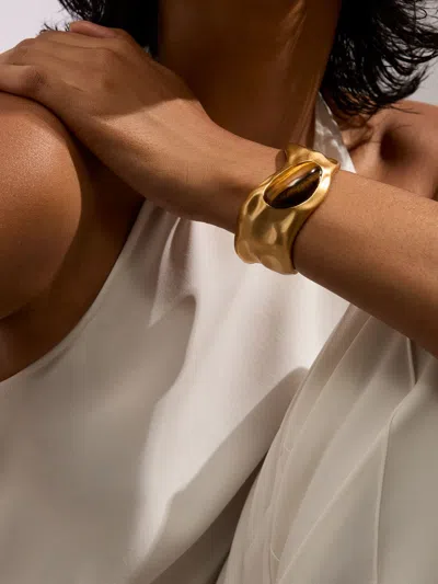 Reiss Gold Tone Tillie Tumbled-stone Sculpted Cuff