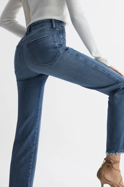 Reiss Distressed Straight Leg Jeans In Mid Blue